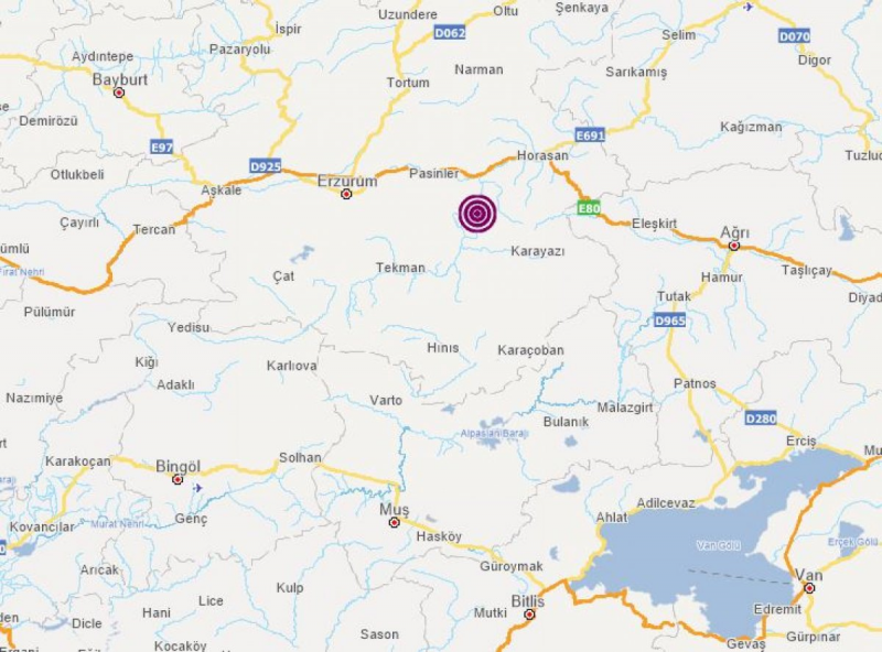 Erzurum'da 5.1 büyüklüğünde deprem meydana geldi